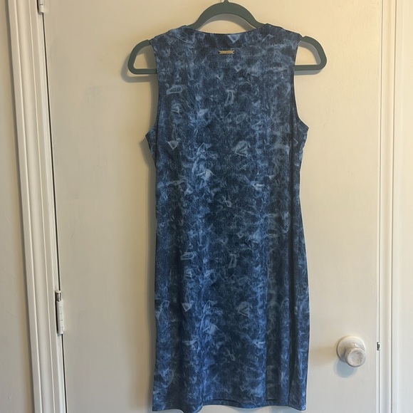 Michael Kors Sleeveless Tie Dyed Denim Blue Lace Up Tank Mini Dress XSmall - Picture 3 of 13